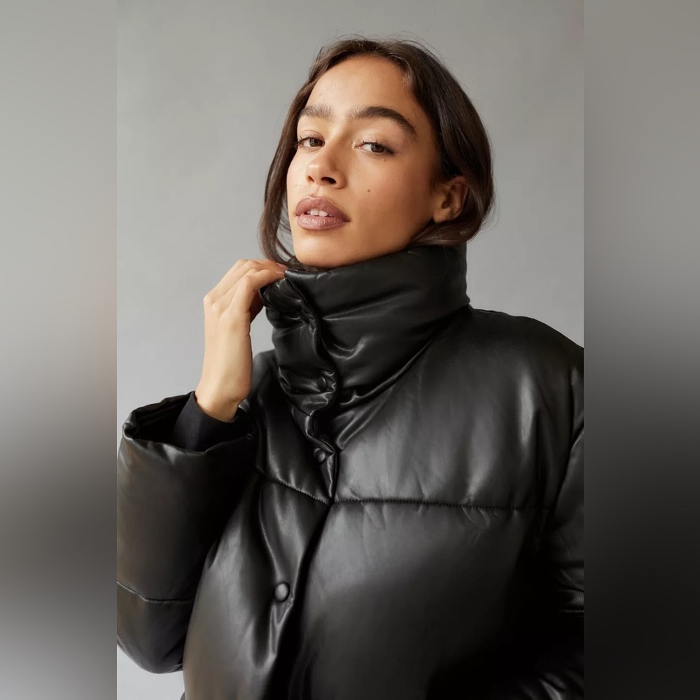 Avec les files oversized  Faux leather puffer Coat - Picture 2 of 5